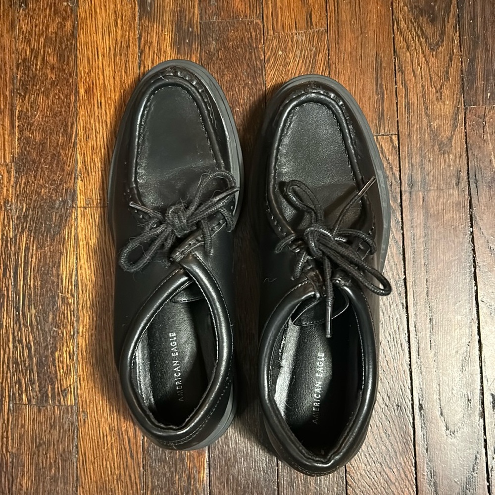 American Eagle Lace Up Lug Oxford Shoe, Black, Size 8.5